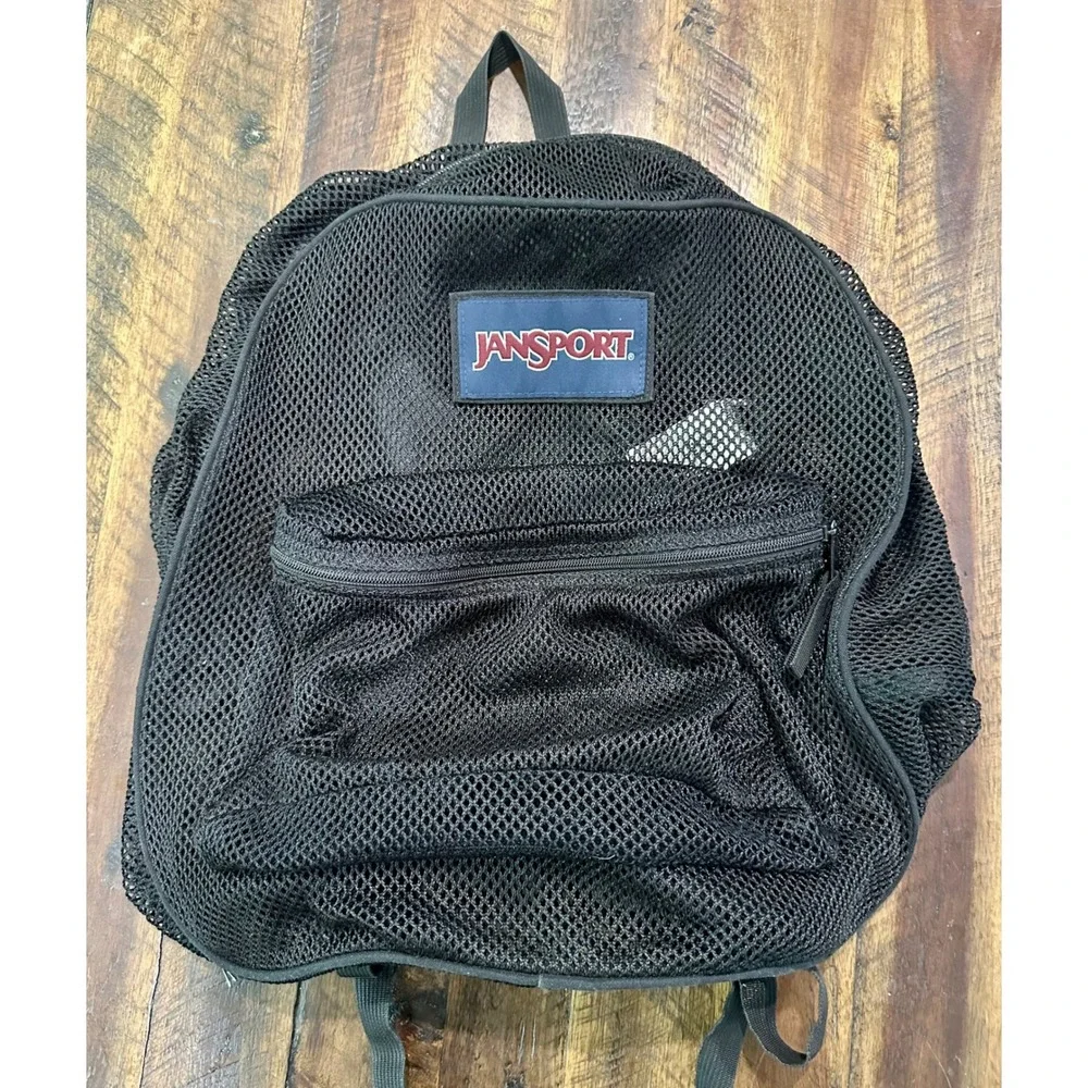 JanSport Mesh Pack Black See Through Backpack JS0A2SDG Lightweight School Bag